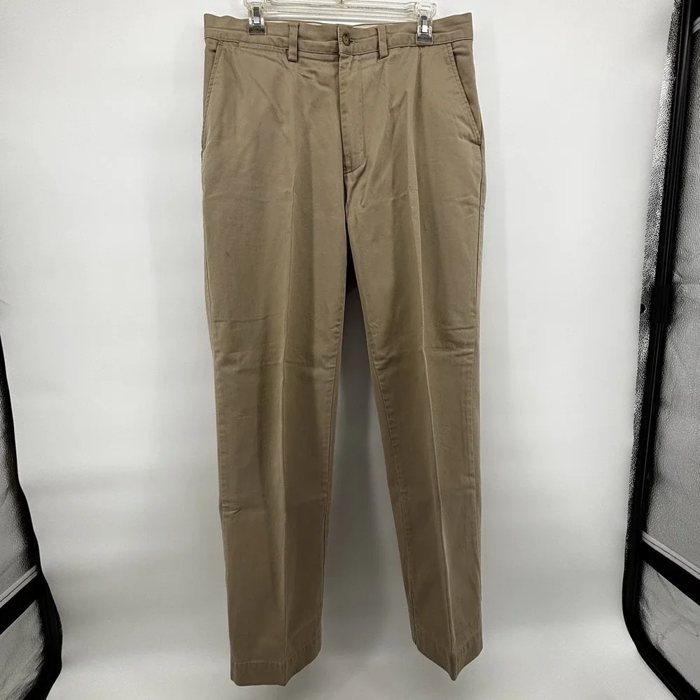 Polo Ralph‎ Lauren Pants Mens 33x32 Khaki Beige Chino Straight Leg Pleated Front